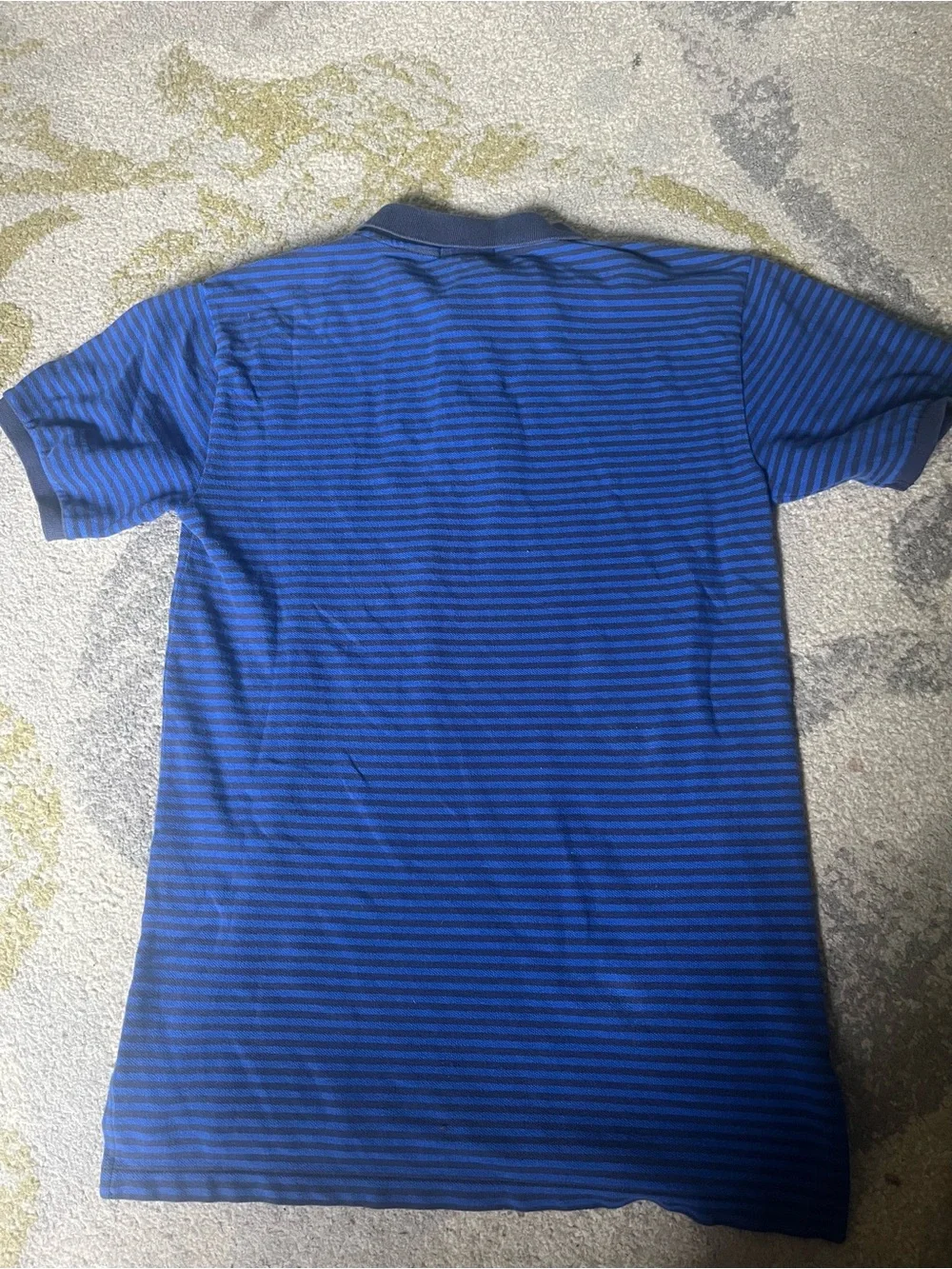 Ralph Lauren Blue Striped Polo with Navy Collar Kids